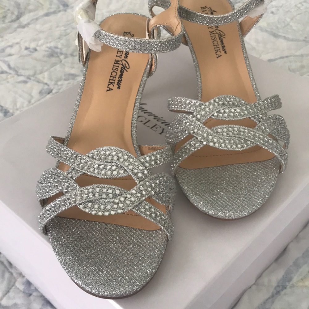 NIB Jeweled Bradley Mischka Heeled Sandal